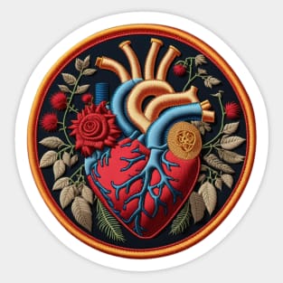 Gold & Blue Heart Embroidered Patch Sticker